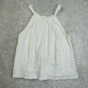 Roller Rabbit white eyelet dhara top. Boho cottagecore textured clean girl y2k L